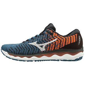 Tenis Para Correr Mizuno Wave Sky Waveknit 3 Hombre Azules/Blancos/Naranjas | Mexico-905476